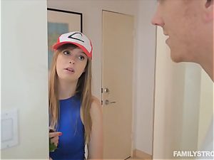 Dolly Leigh jumps on her step brothers salami