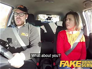 faux Driving college Jealous learner with supreme bra-stuffers